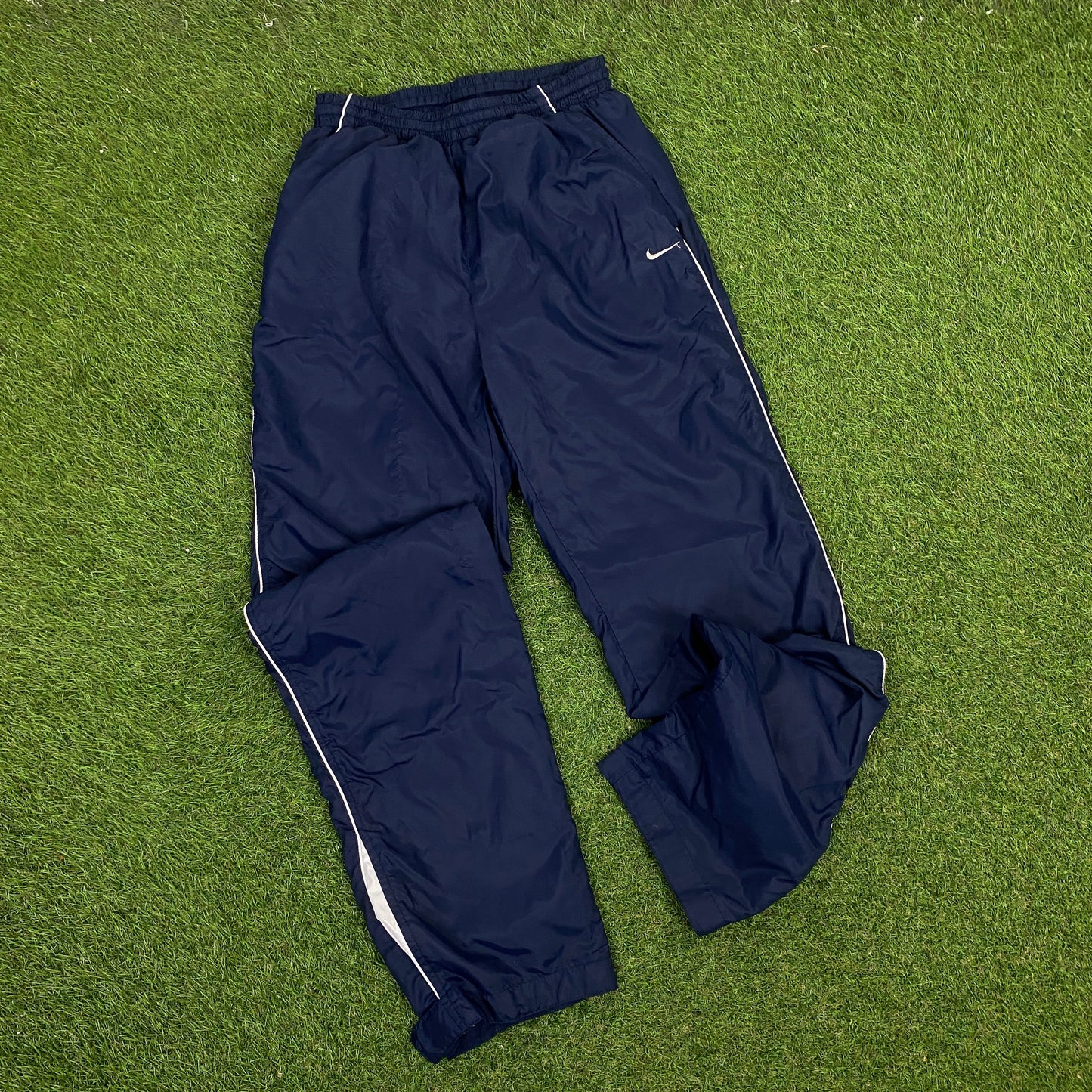 00s Nike Piping Windbreaker Jacket + Joggers Set Blue Small