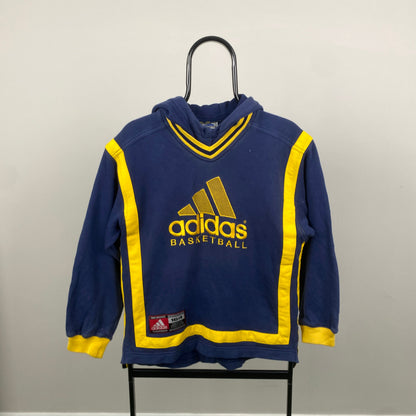 90s Adidas Basketball Hoodie Blue XS