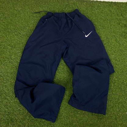 00s Nike Piping Windbreaker Jacket + Joggers Set Blue Small
