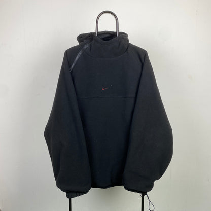 90s Nike Reversible Sidewinder Fleece Coat Jacket Black Medium