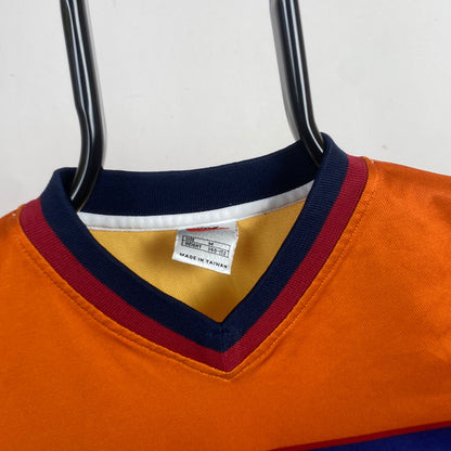 90s Nike Barcelona Football Shirt T-Shirt Orange XS