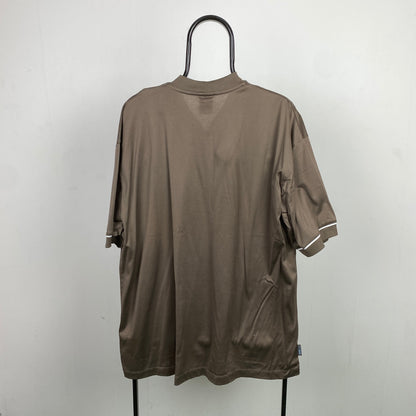 00s Nike Zip Gym T-Shirt Brown XL