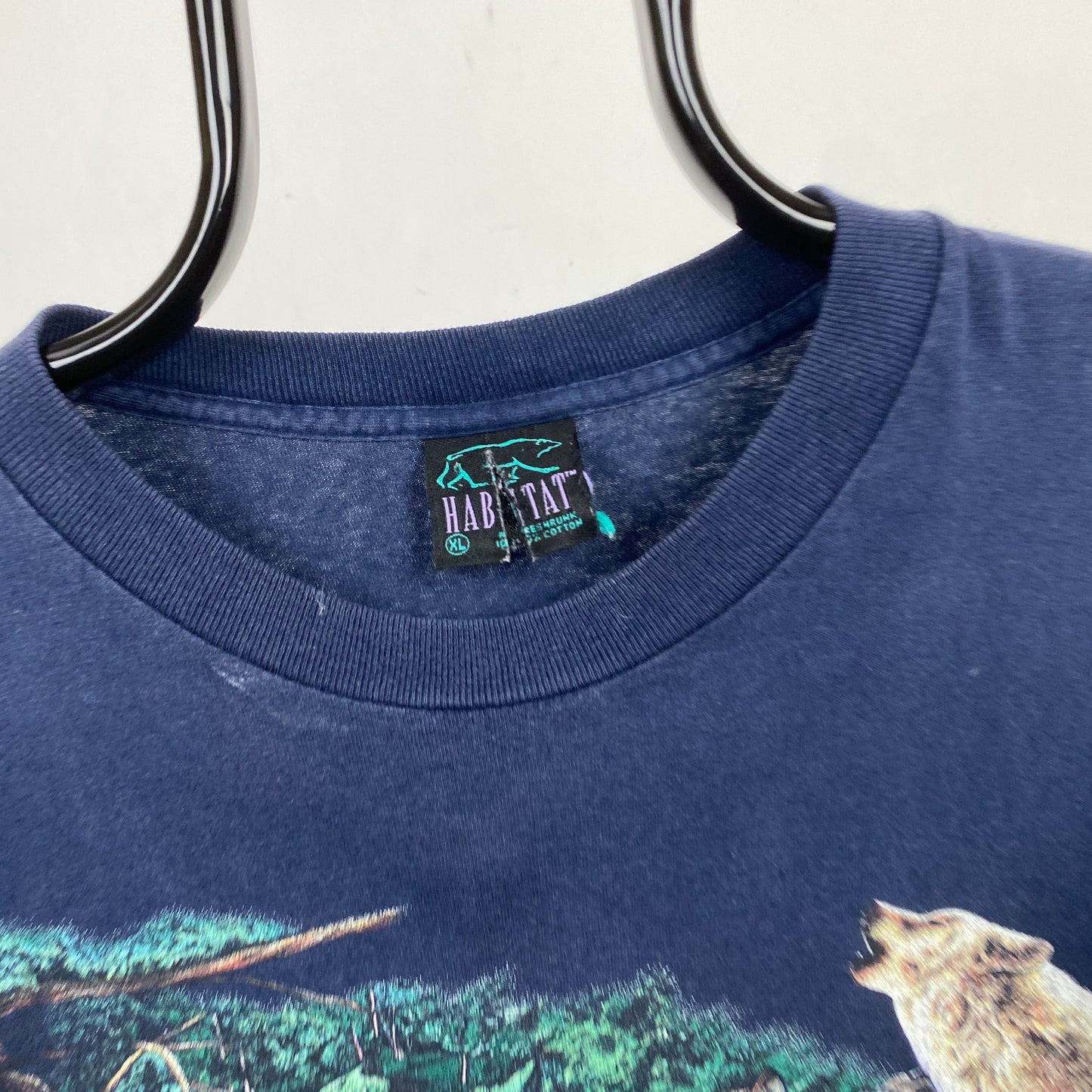 Retro Wolf T-Shirt Blue XL