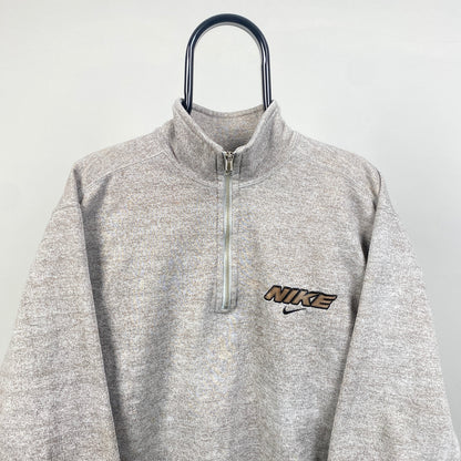 90s Nike 1/4 Zip Sweatshirt Brown Small