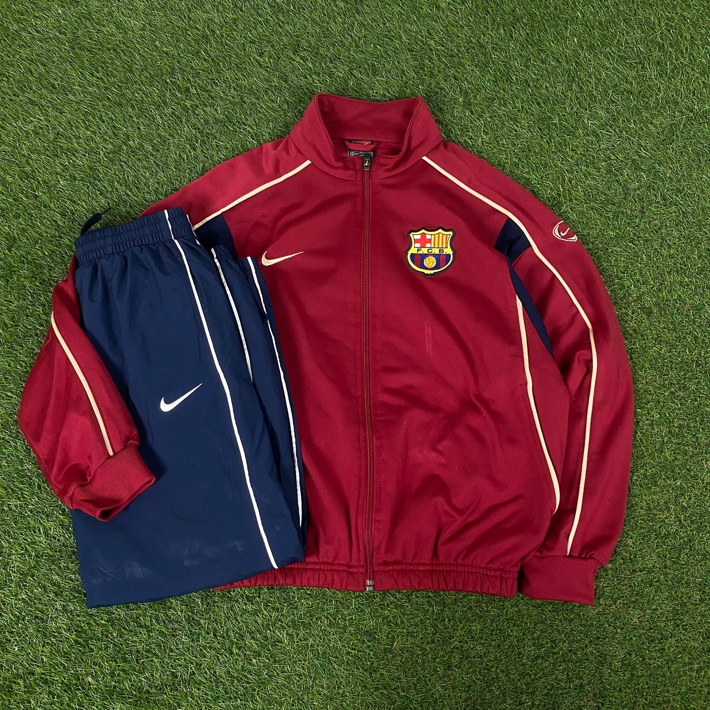 90s Nike Barcelona Windbreaker Jacket + Joggers Tracksuit Set Red XS