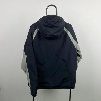 00s Nike Reversible Fleece Coat Jacket Black Grey Small