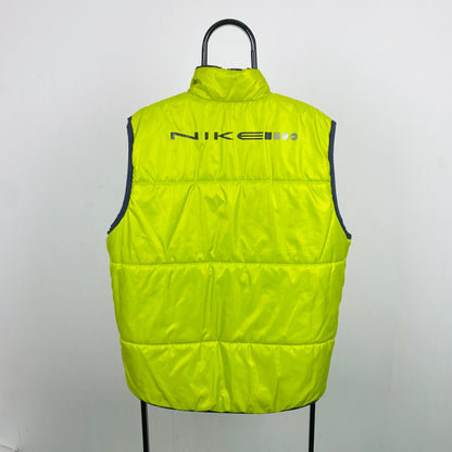 90s Nike Reversible Puffer Gilet Jacket Blue Green Medium