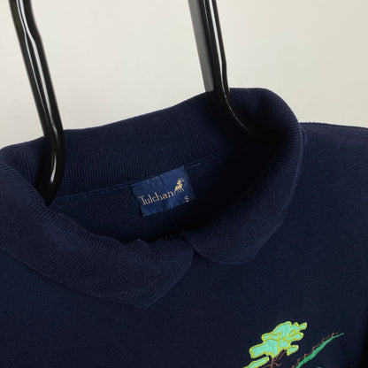 Retro Sheep Sweatshirt Blue Small
