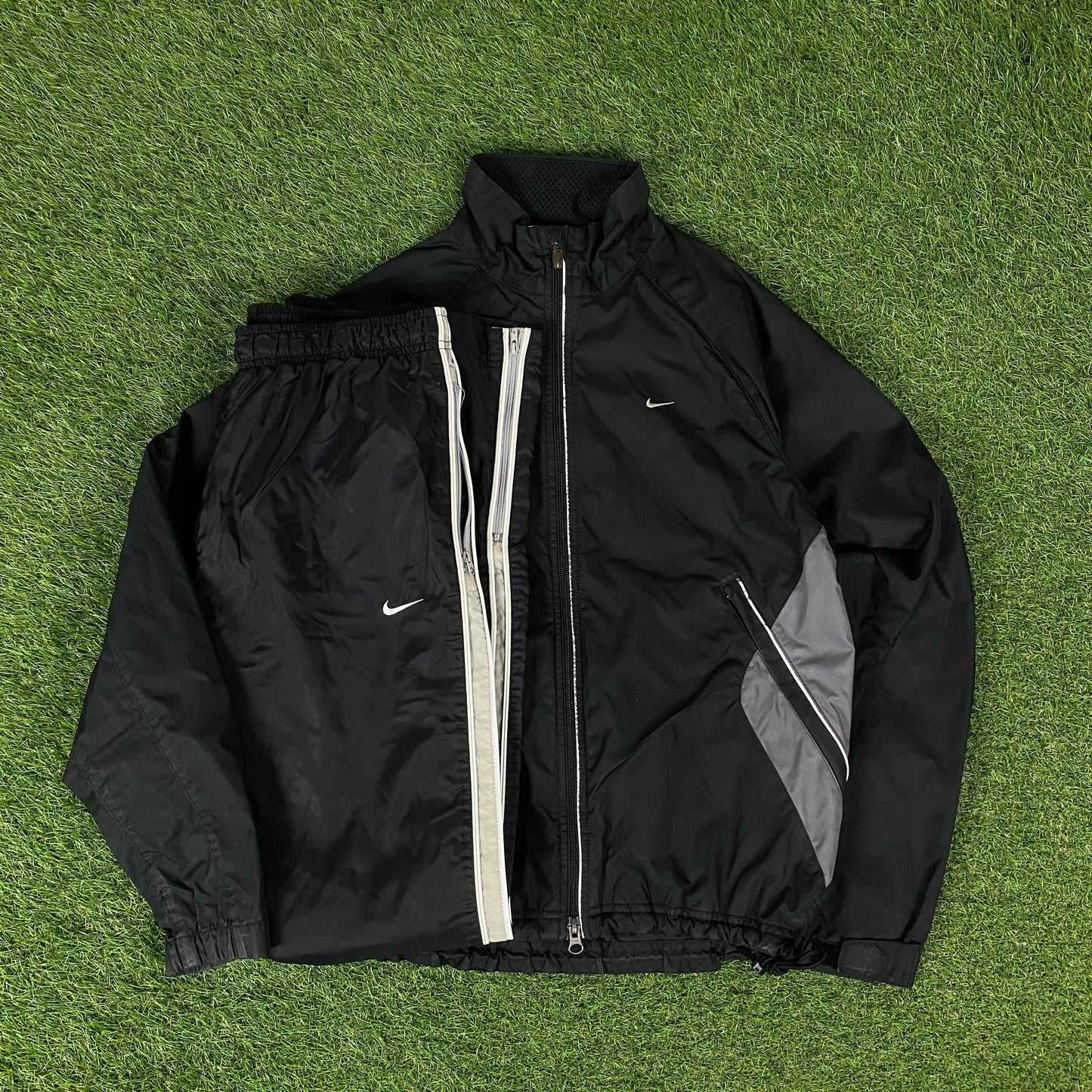 00s Nike Clima-Fit Windbreaker Jacket + Joggers Set Black Small