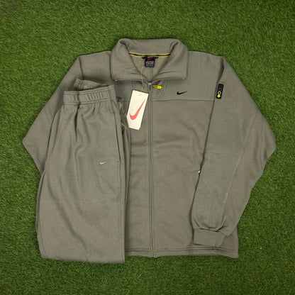 90s Nike Cotton Tracksuit Set Windbreaker + Joggers Brown XXL