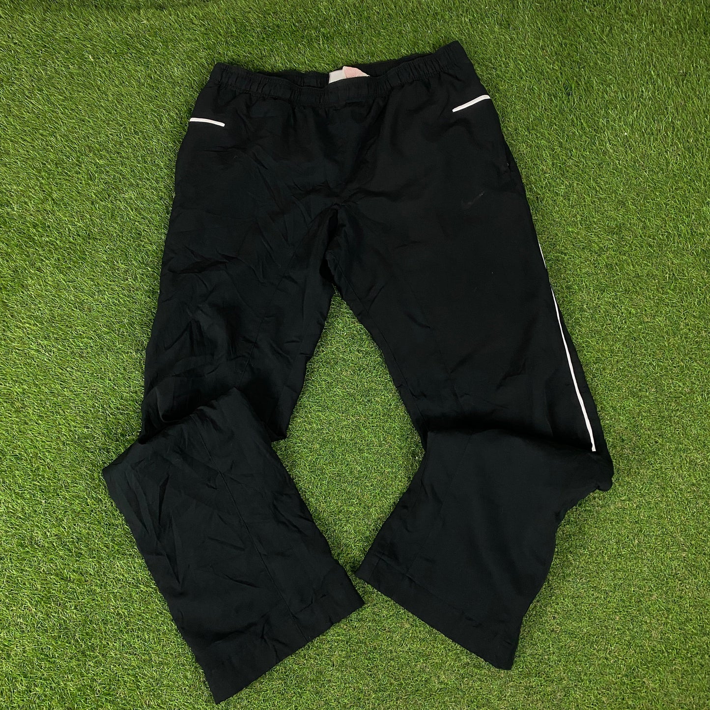 00s Nike Piping Windbreaker Tracksuit Set Jacket + Joggers Black XL