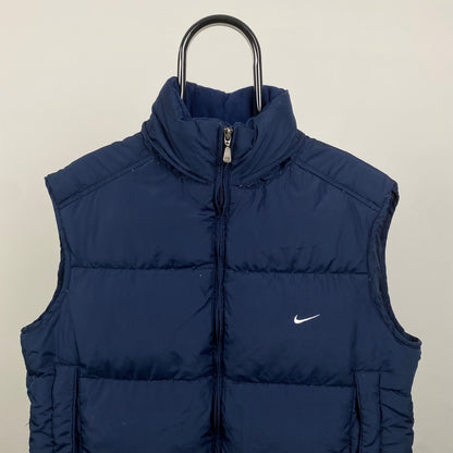 00s Nike Puffer Gilet Jacket Blue Large