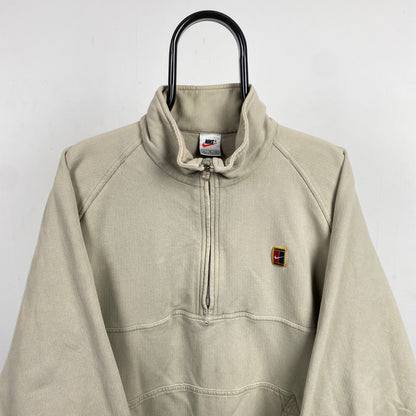 90s Nike Challenge Court 1/4 Zip Sweatshirt Brown Large