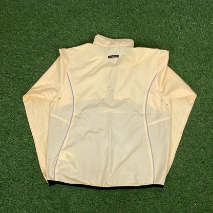 00s Nike Asymmetrical Zip Windbreaker Jacket + Joggers Set Yellow Medium