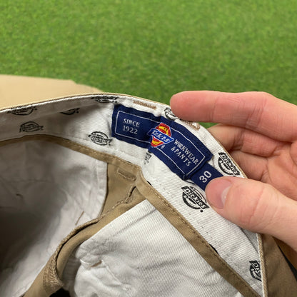 Retro Dickies Cargo Trousers Joggers Brown Small