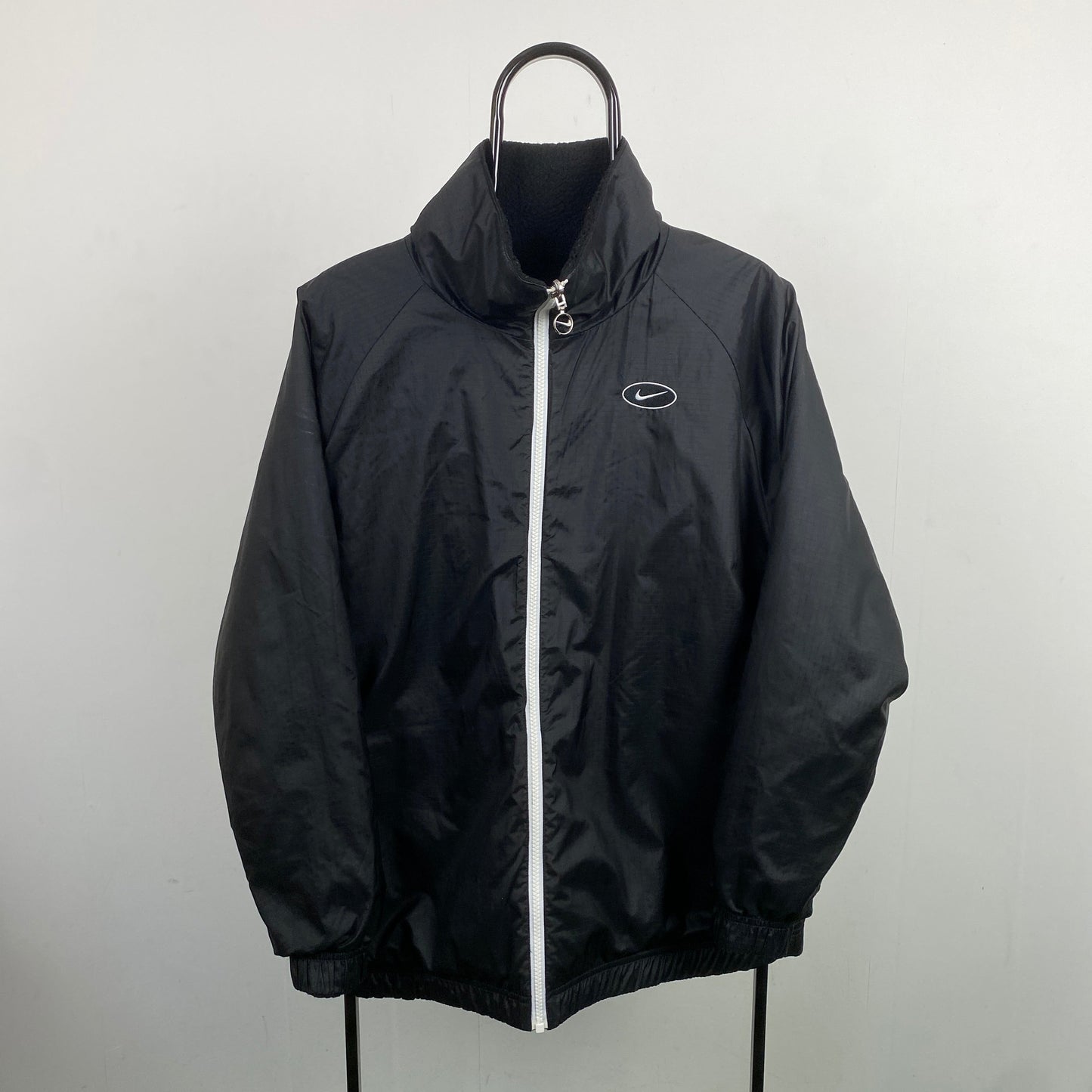 00s Nike Reversible Fleece Coat Jacket Black Small