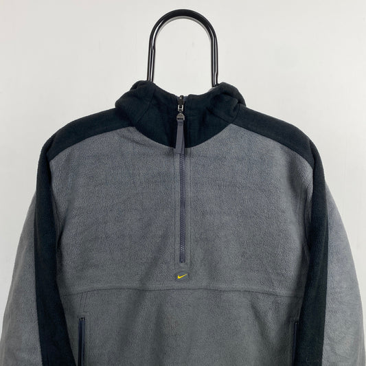 00s Nike Tn Hex Reversible Fleece Coat Jacket Black Grey Small