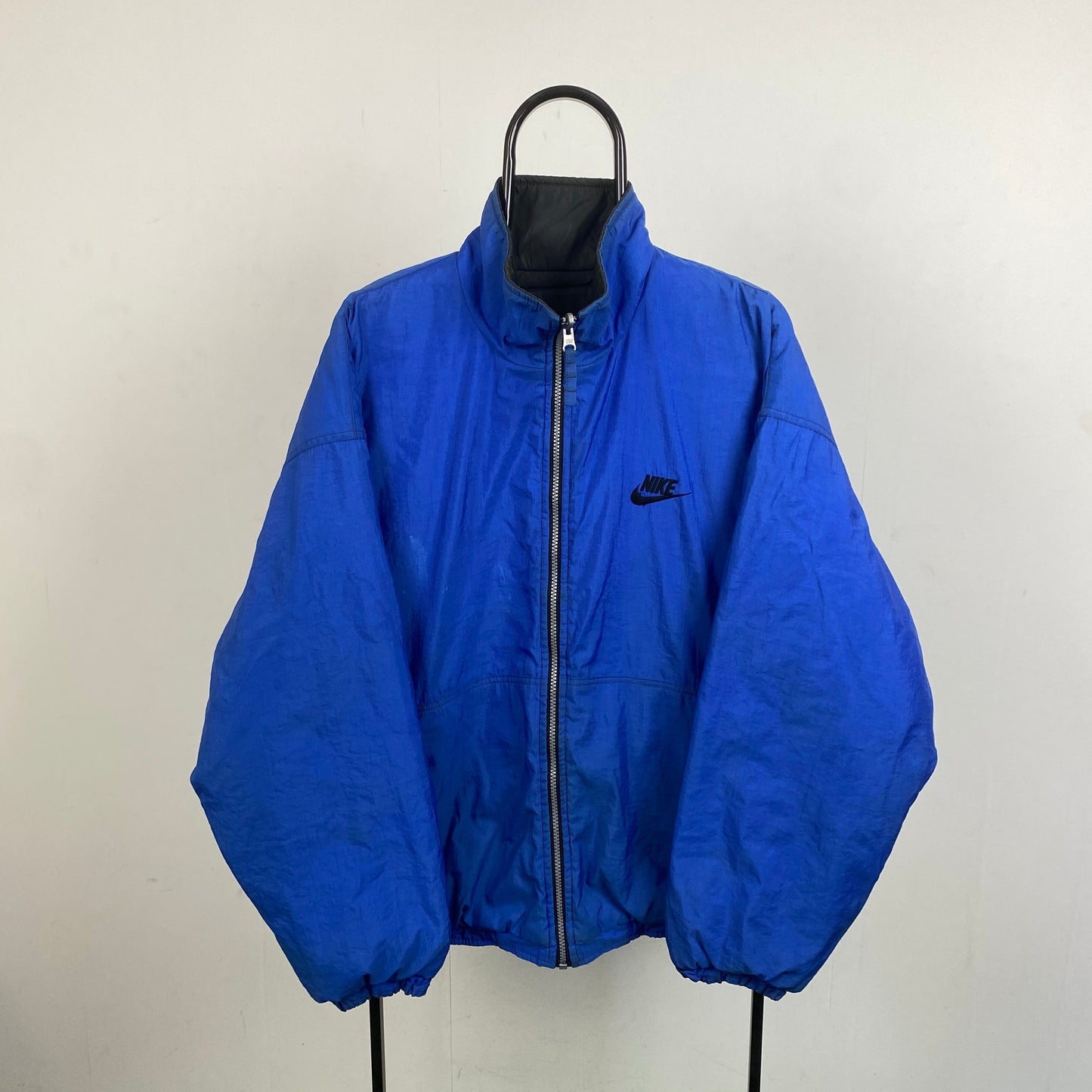 90s Nike Reversible Coat Puffer Jacket Blue Black Medium