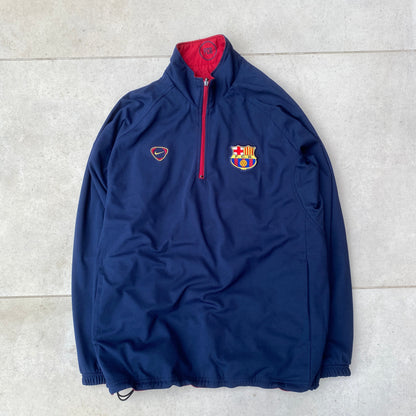 90s Nike Barcelona Reversible 1/4 Zip Windbreaker Jacket Red Blue XL