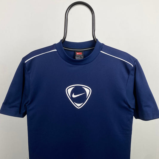 00s Nike Football Shirt T-Shirt Blue Small