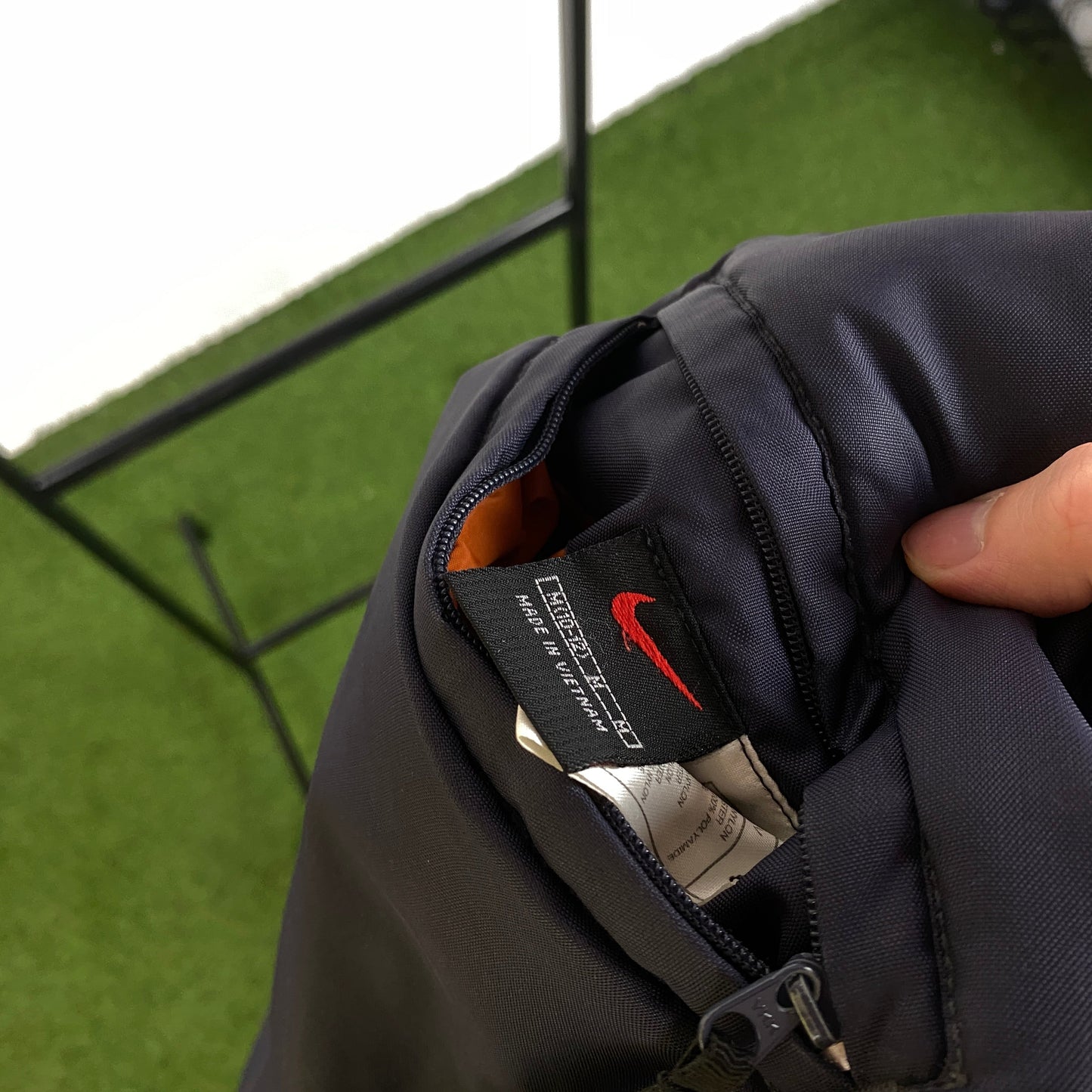 90s Nike Reversible Fleece Coat Puffer Jacket Blue Orange XS