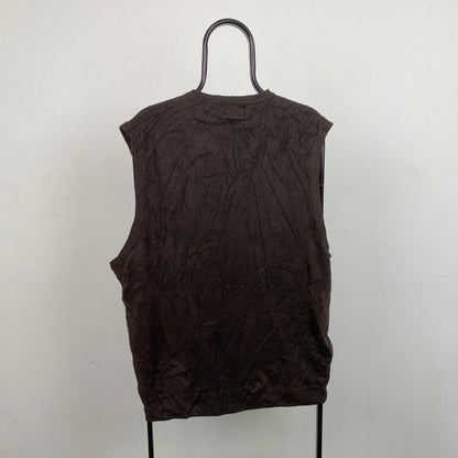 Retro Knitted Sweater Vest Sweatshirt Brown XXL