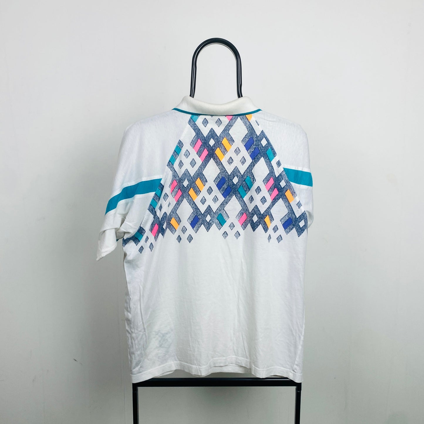 Retro Lotto Tennis Polo Shirt T-Shirt White Medium