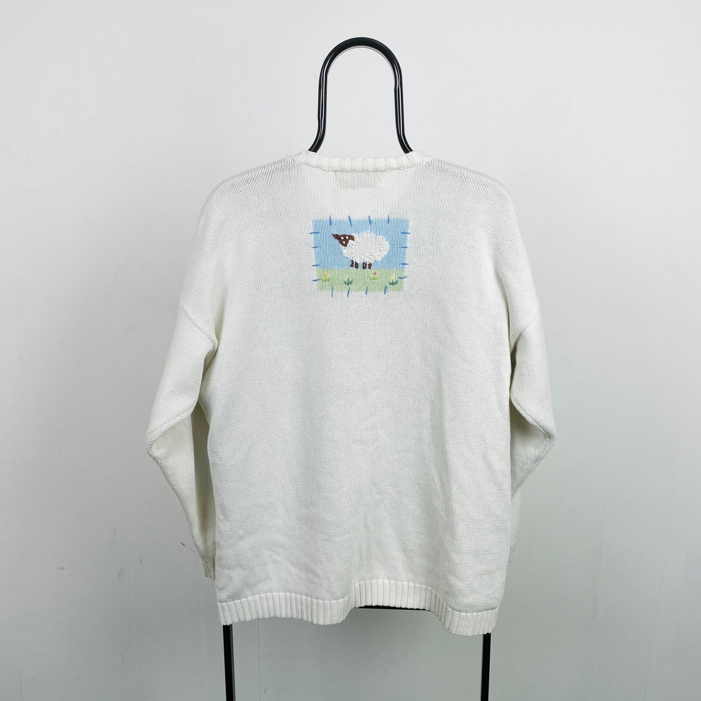Retro Tulchan Farm Cardigan Sweatshirt White Large