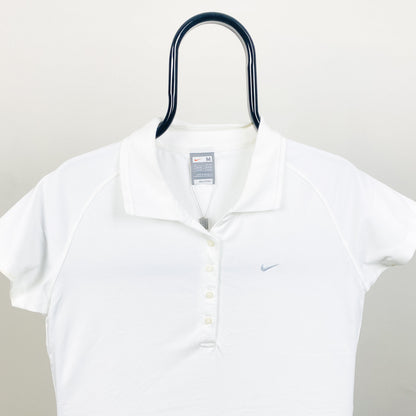 00s Nike Tennis Polo Shirt T-Shirt White Womens Medium