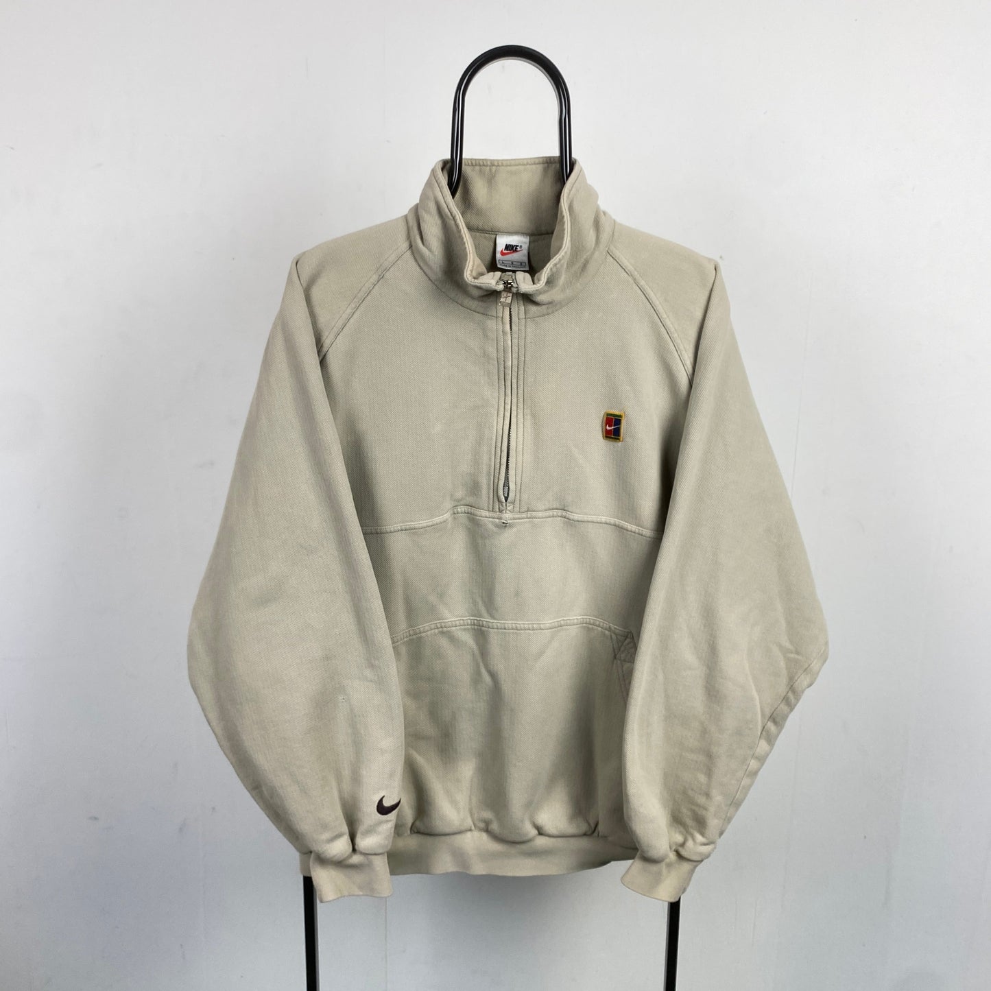 90s Nike Challenge Court 1/4 Zip Sweatshirt Brown Large