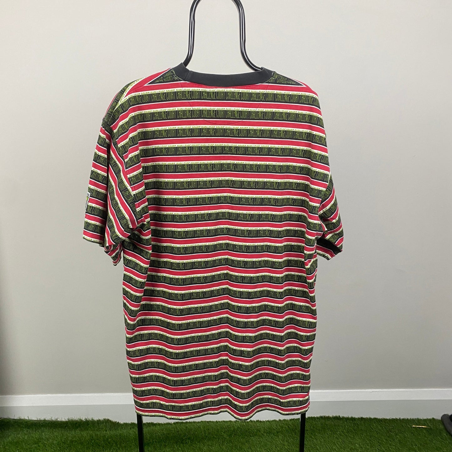 90s Nike Challenge Court Striped T-Shirt Red Large