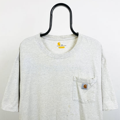 Retro Carhartt Thrashed Pocket T-Shirt Grey XXL