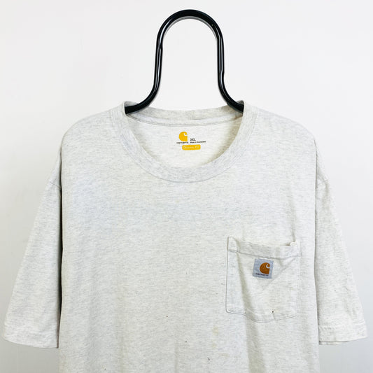 Retro Carhartt Thrashed Pocket T-Shirt Grey XXL