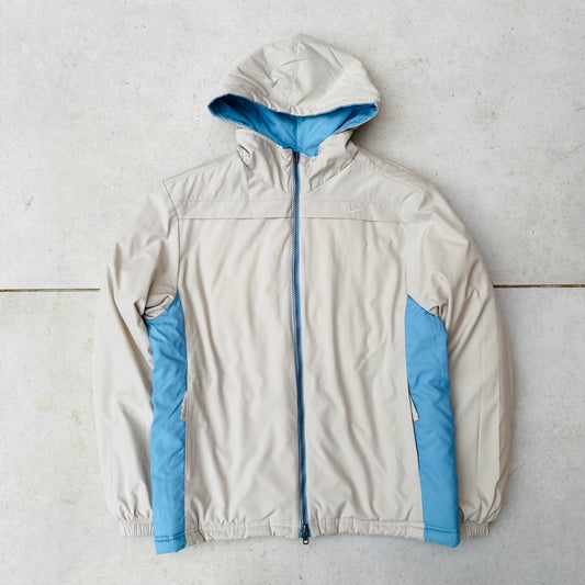 00s Nike Reversible Puffer Jacket Baby Blue Brown Medium