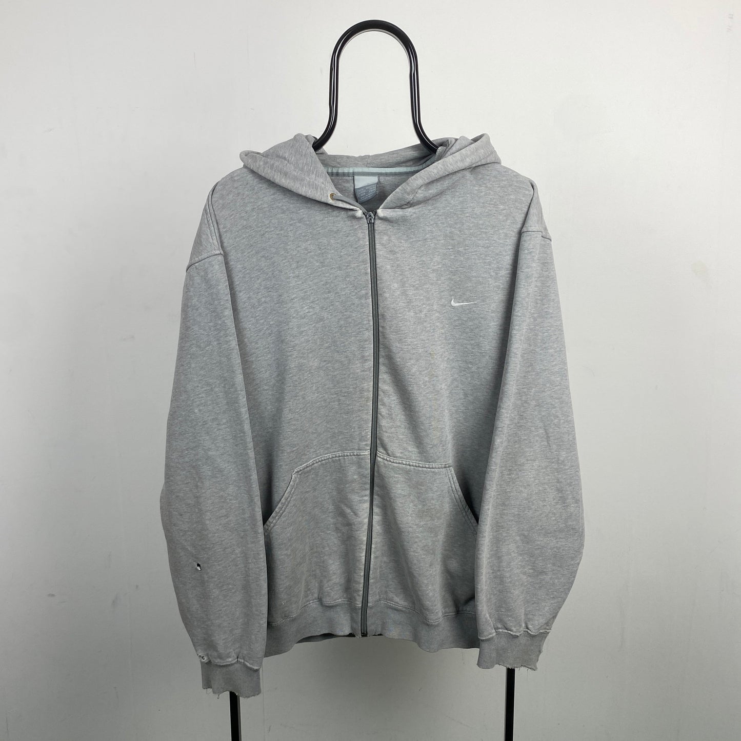 00s Nike Zip Heavyweight Hoodie Grey XL