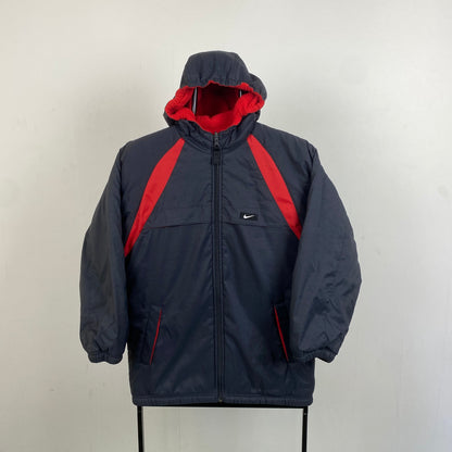 00s Nike Reversible Coat Puffer Jacket Blue Red Womens Medium