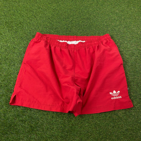 90s Adidas Trefoil Shorts Red Large
