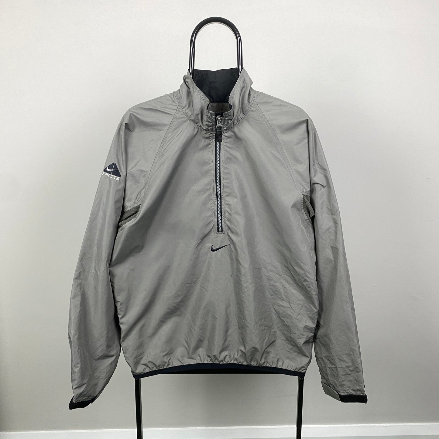 90s Nike ACG Packable Windbreaker Coat Jacket Grey Medium