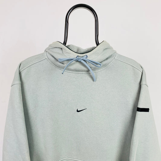 00s Nike Centre Swoosh Hoodie Blue Small