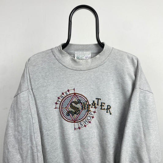 Retro 90s Sweater Shop Sweatshirt Grey XS/Small