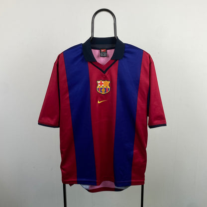 90s Nike Barcelona Football Shirt T-Shirt Red Medium