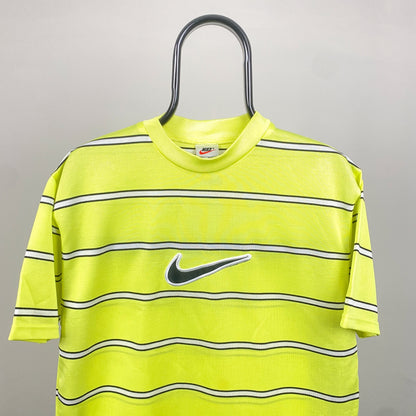 90s Nike Striped T-Shirt Yellow Small