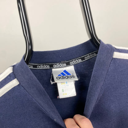90s Adidas T-Shirt Blue Large