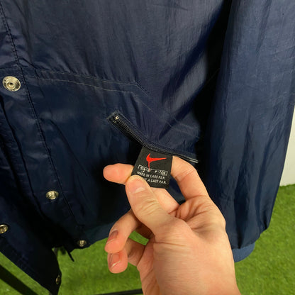 90s Nike Reversible Fleece Coat Jacket Blue Small