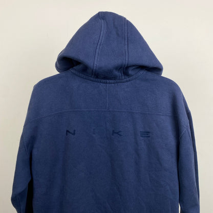 90s Nike 1/4 Zip Hoodie Blue Small
