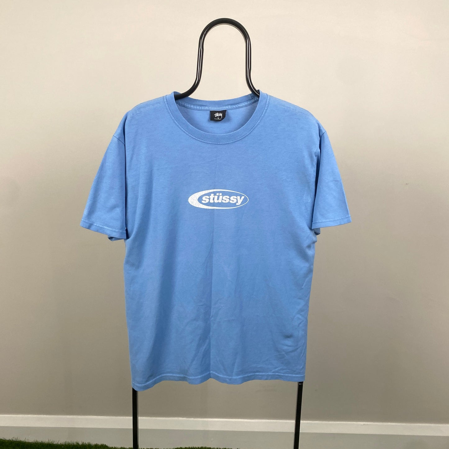 Retro 00s Stussy T-Shirt Baby Blue Medium
