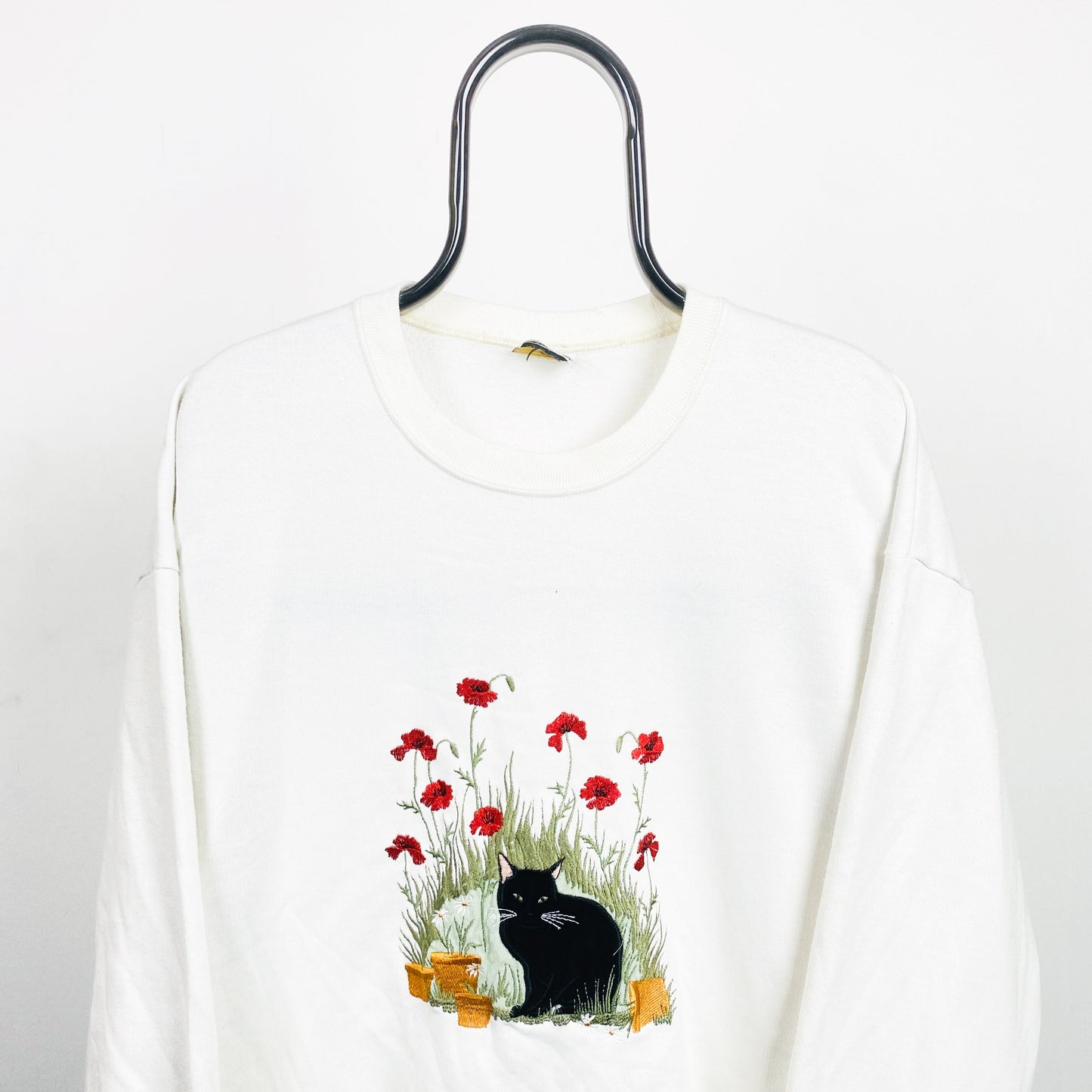 Retro Cat Sweatshirt White XL
