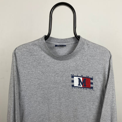 Retro Miami University T-Shirt Grey Small