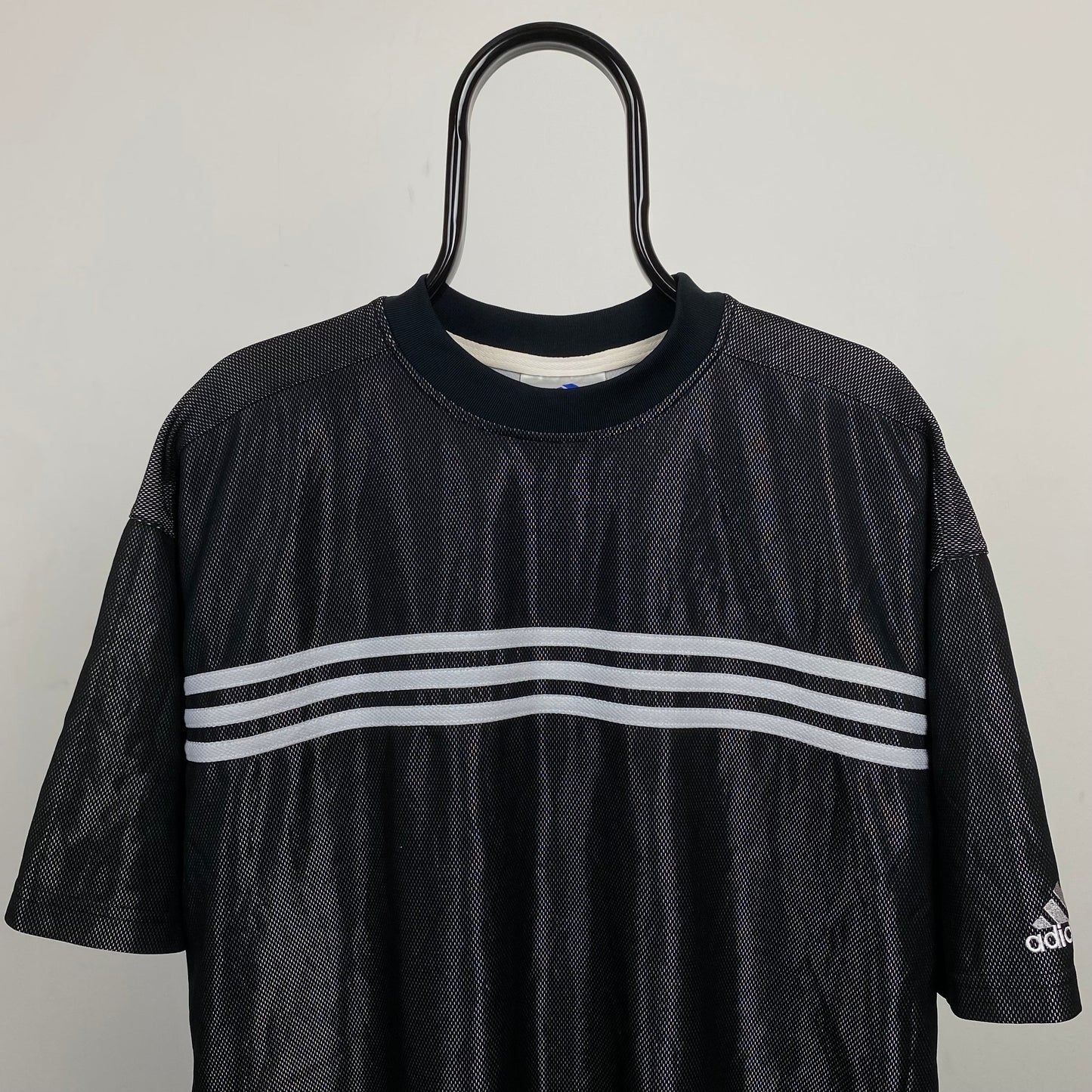 90s Adidas Nylon T-Shirt Black Large