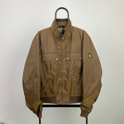 Retro 90s Belstaff Waterproof Coat Jacket Brown Medium